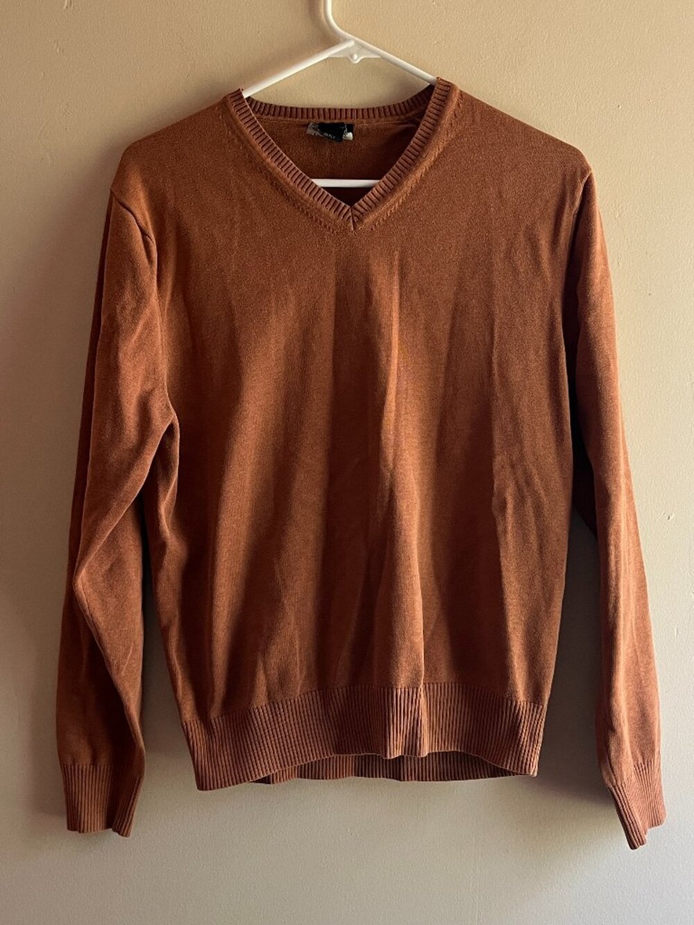 Jos A Bank rust orange brown pima cotton sweater autumn cozy lightweight classic